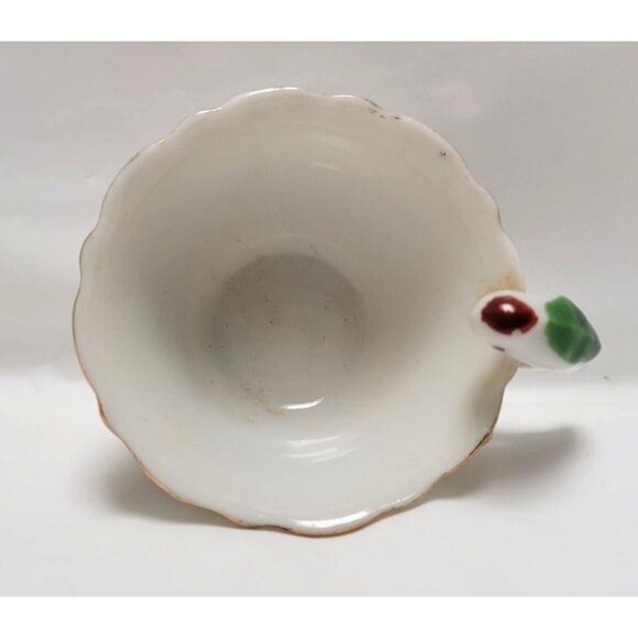 Vintage 1950s Miniature Porcelain Floral Design Tea Cup Parrot Handle Saucer - Picture 9 of 10